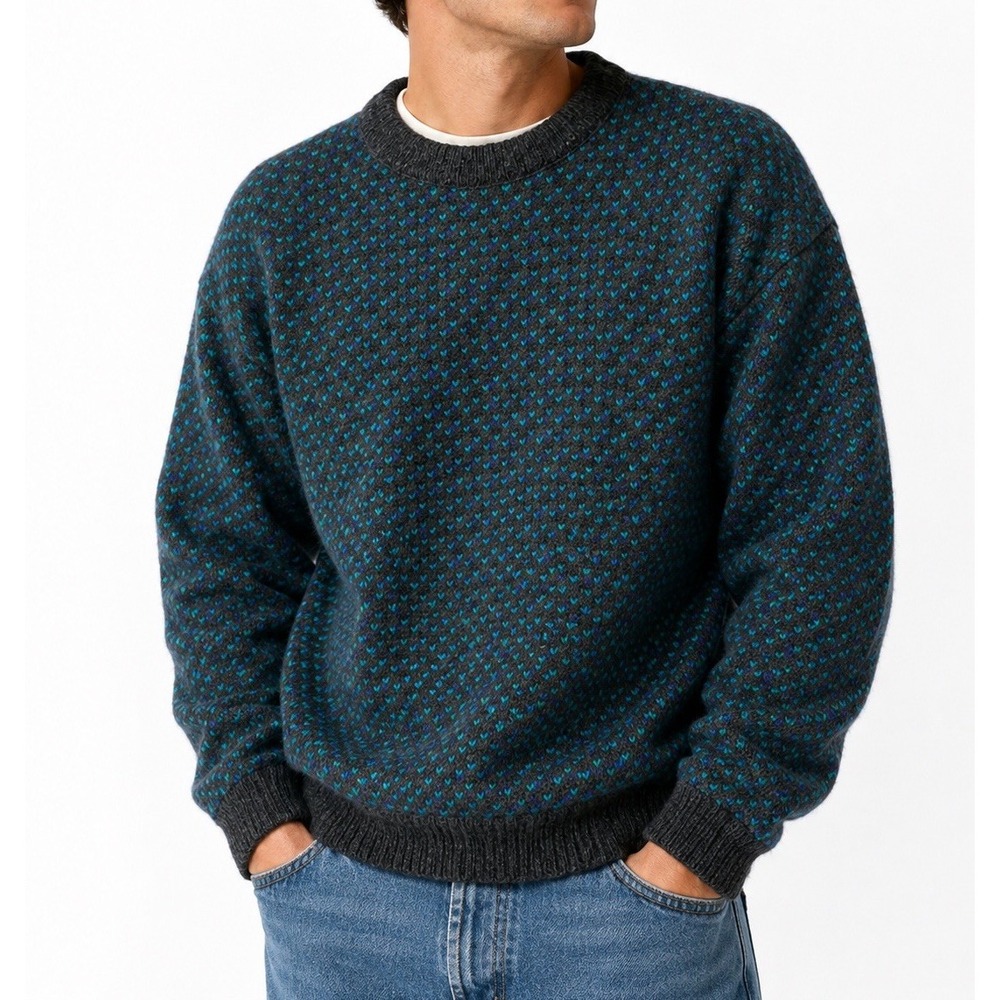 Vintage L.L.Bean Birdseye Wool Sweater Norway Mens L Fisherman Knit Rare